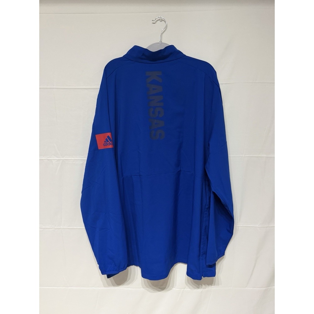 University Of Kansas KU Jayhawks Adidas 1/4 Zip Pullover Sweatshirt XL Blue - Picture 2 of 5